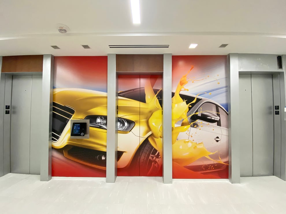 Elevator Wraps in Charlotte, NC designed and installed for conference centers and office lobbies