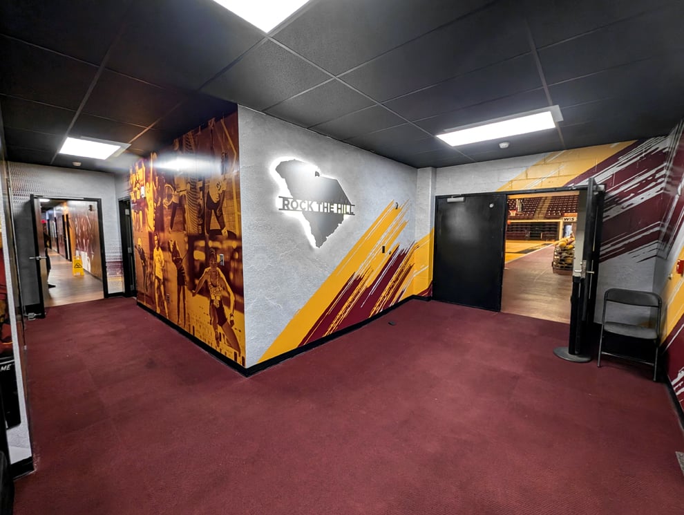 Athletic facility branded with environmental graphics in Charlotte, NC