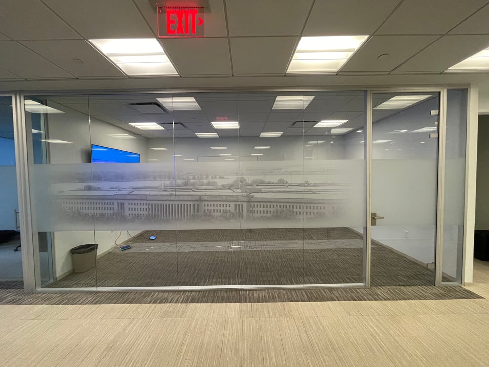 Frosted Vinyl in Charlotte, NC designed and installed for privacy film and meeting room graphics