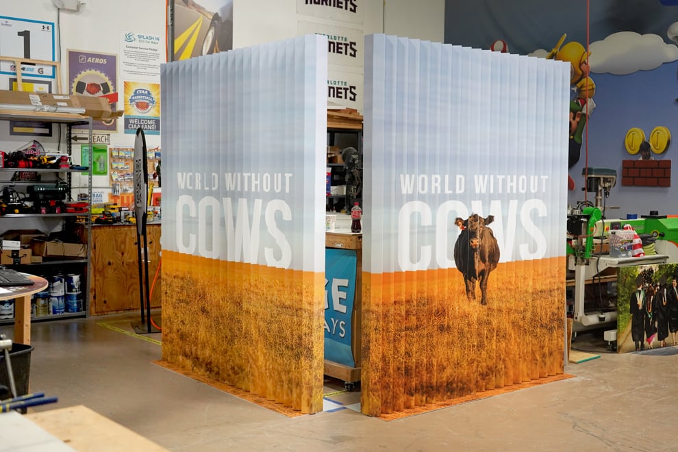 Fabricated lenticular wall displays prepared for installation in Charlotte, NC