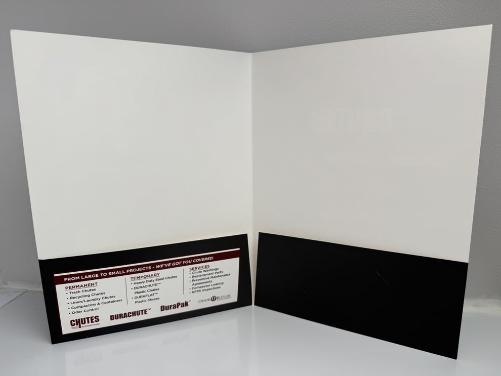 Presentation Folders in Charlotte, NC designed and printed with company logos and vibrant finishes