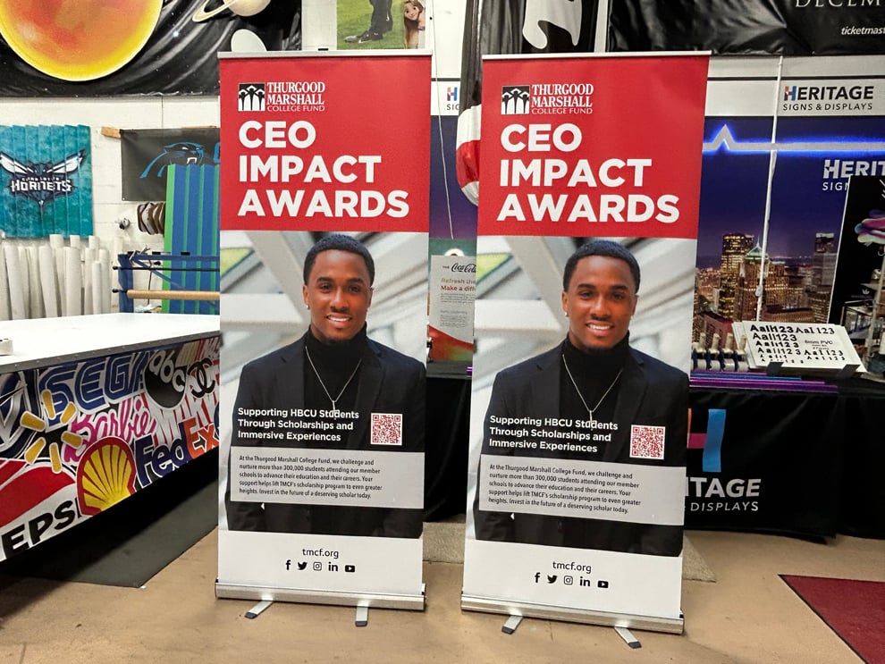 Portable retractable banner for office branding in Concord, NC