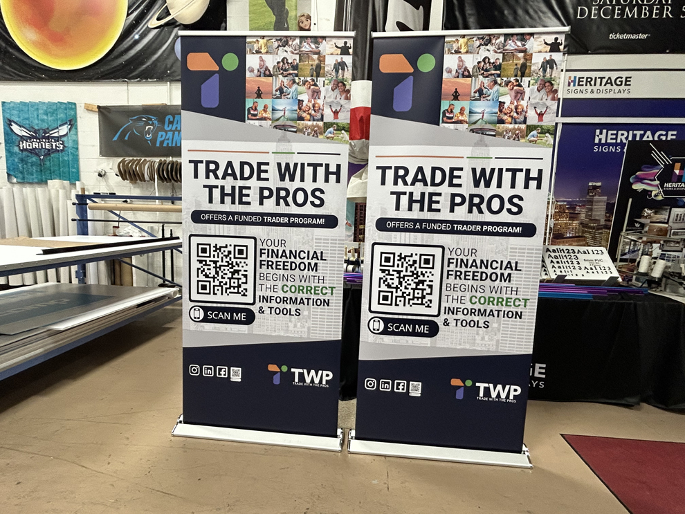 Event retractable banner display installed near Concord, NC