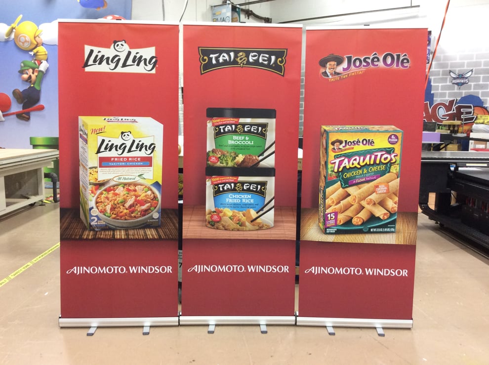 Pull up retractable banner stand with branded graphics Concord, NC