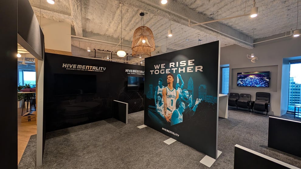 Backlit SEG fabric graphics for event branding in Charlotte, NC