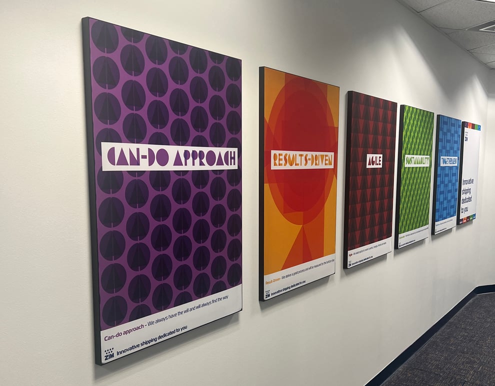 SEG fabric graphics and backlit frames for office branding in Charlotte, NC