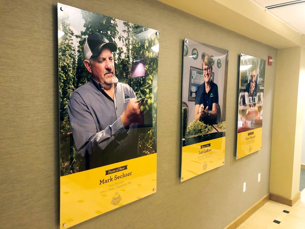 Standoff Mounted Signs in Fort Mill, SC designed and installed for Plexiglass wall branding in workplaces