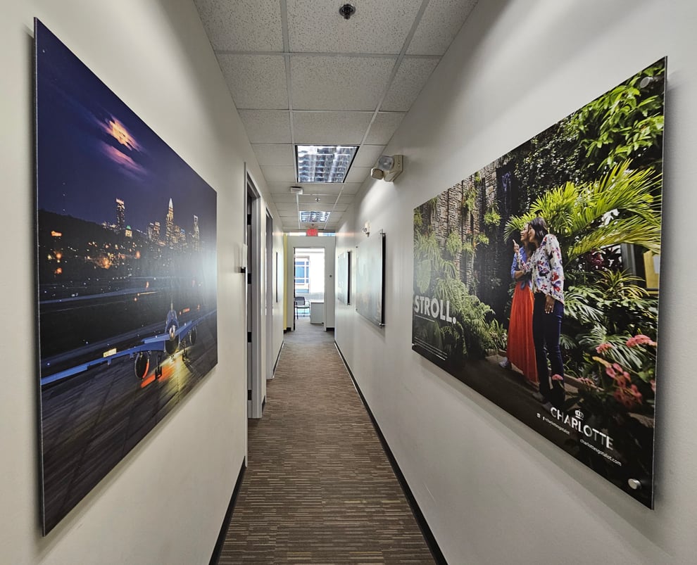 Standoff Mounted Signs in Mooresville, NC designed and installed for corporate interior walls and branding displays