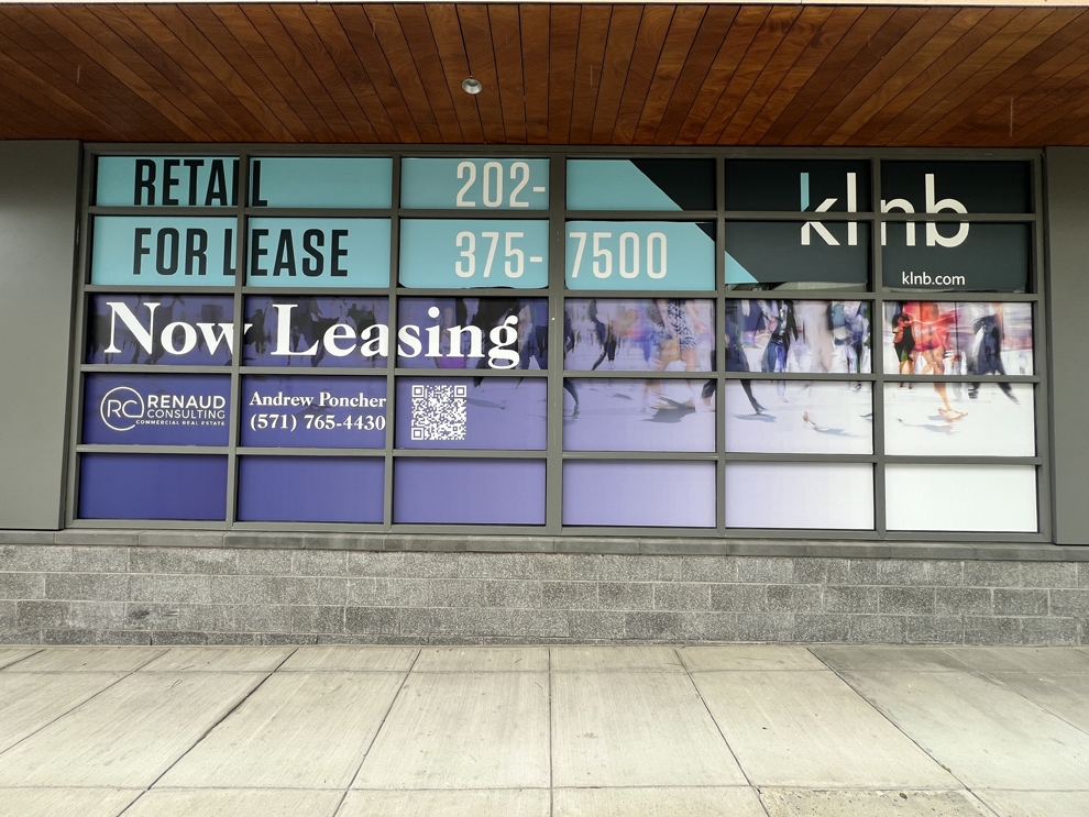 Glass storefront graphics with custom vinyl branding Charlotte, NC