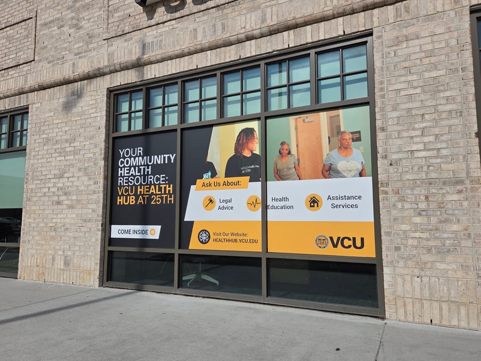 Storefront graphics with wall display and branding signage Hickory, NC