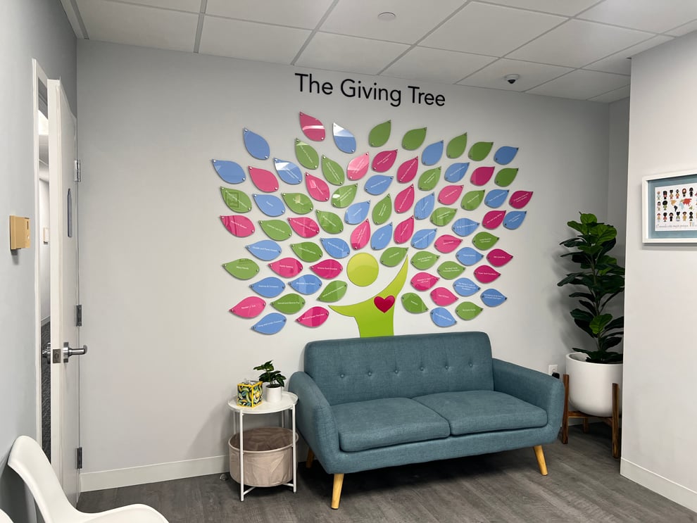 Wall displays with branded graphics in Mooresville, NC, workplaces