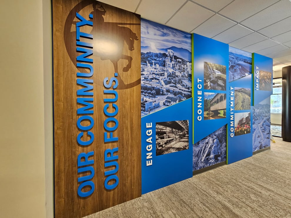 Sign Maker in Concord, NC designed and installed custom office signs and interior branding