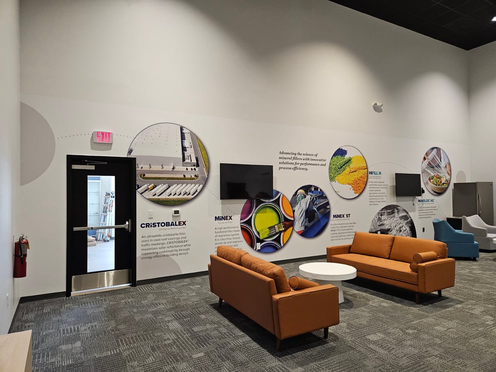 Sign Company in Mooresville, NC designed and installed corporate interior signs and branded displays