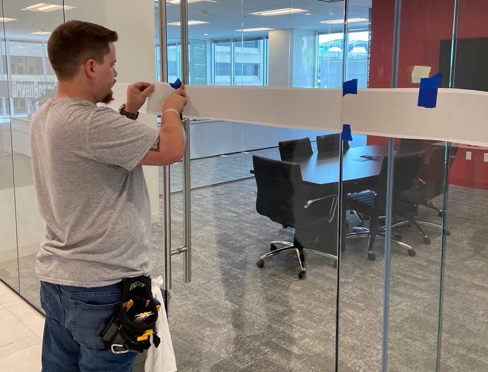 Custom office sign installation and workplace wall graphics in Charlotte NC